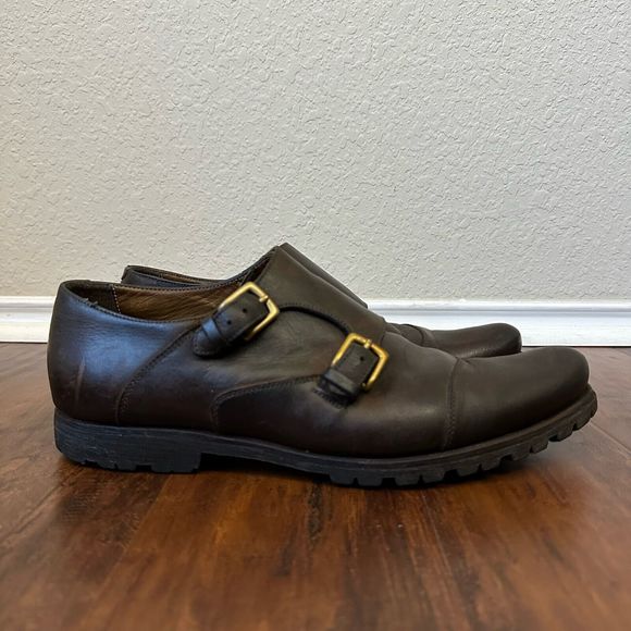 BILLY REID Captoe Double Monk Strap Shoes in Espresso Leather Vibram Sole - Picture 1 of 10